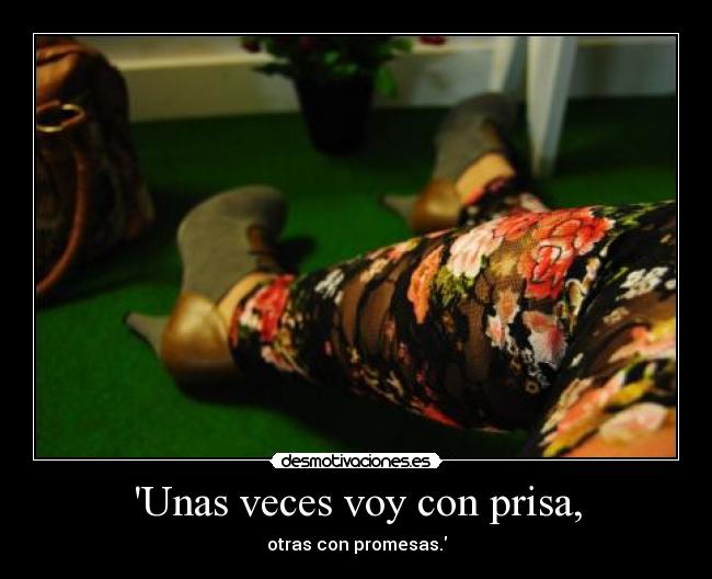 Unas veces voy con prisa, - otras con promesas.