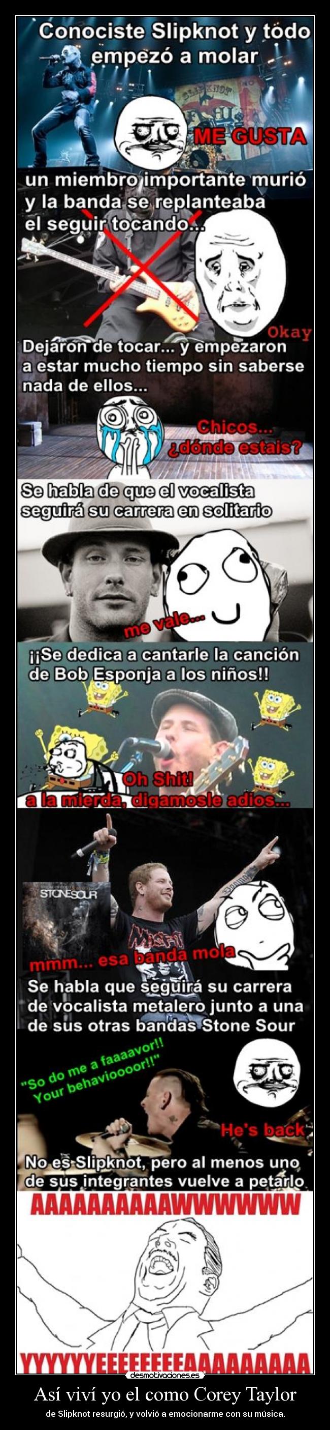 carteles corey taylor slipknot stone sour canta bob sponja pero vuelve sus raices desmotivaciones