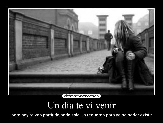 Un día te vi venir - pero hoy te veo partir dejando solo un recuerdo para ya no poder existir