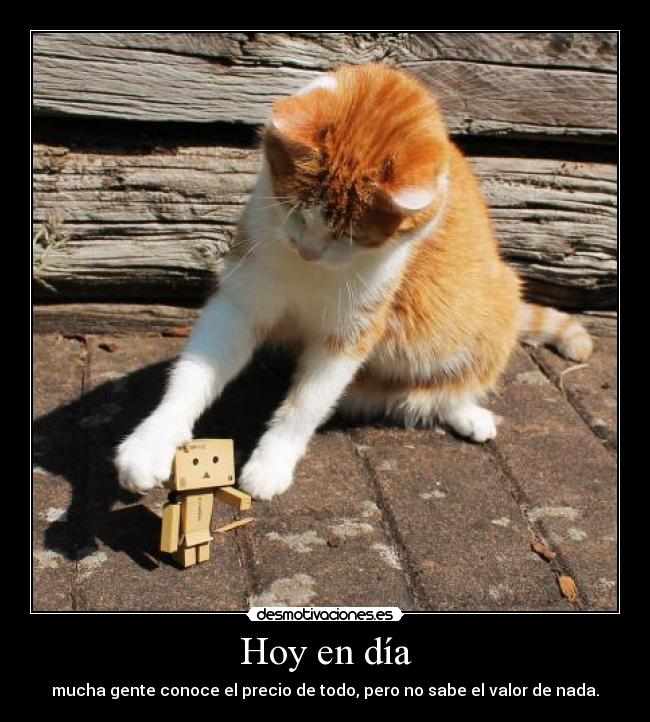 Hoy en día - mucha gente conoce el precio de todo, pero no sabe el valor de nada.