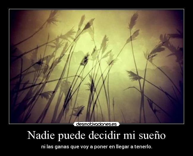Nadie puede decidir mi sueño - ni las ganas que voy a poner en llegar a tenerlo.
