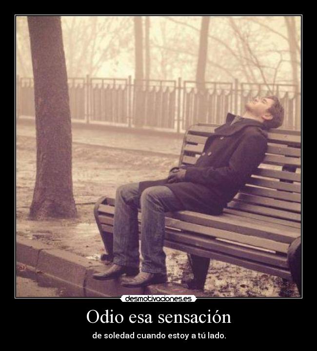 Odio esa sensación - de soledad cuando estoy a tú lado.