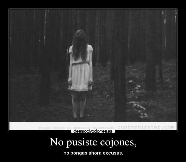 No pusiste cojones, - no pongas ahora excusas.