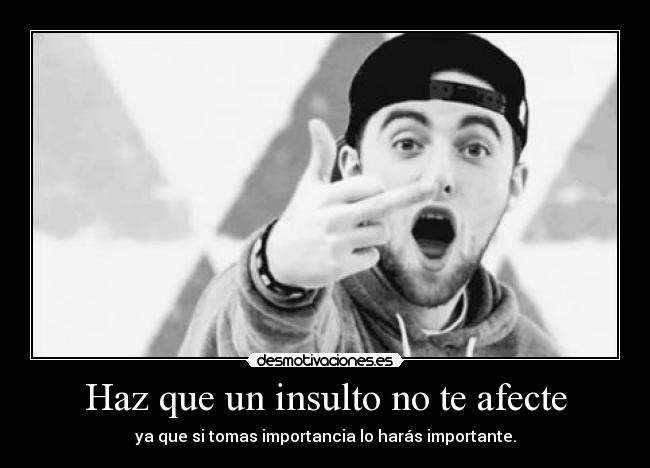 Haz que un insulto no te afecte - ya que si tomas importancia lo harás importante.