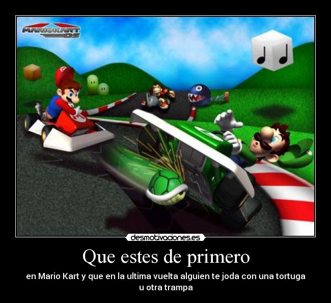 carteles mario kart super mario bros videojuegos carreras nintendo echos reales enojamientos desmotivaciones