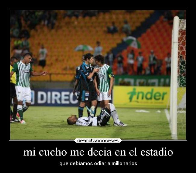 mi cucho me decia en el estadio - que debíamos odiar a millonarios
