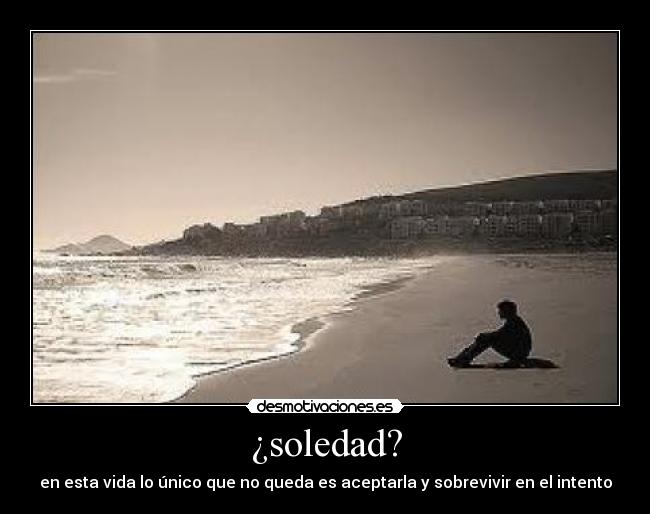 ¿soledad? - en esta vida lo único que no queda es aceptarla y sobrevivir en el intento