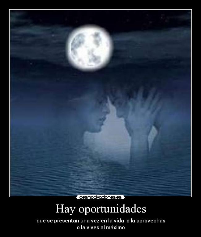 Hay oportunidades - que se presentan una vez en la vida o la aprovechas
o la vives al máximo