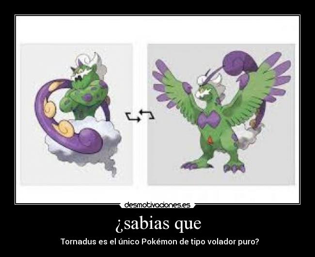 ¿sabias que - Tornadus es el único Pokémon de tipo volador puro?
