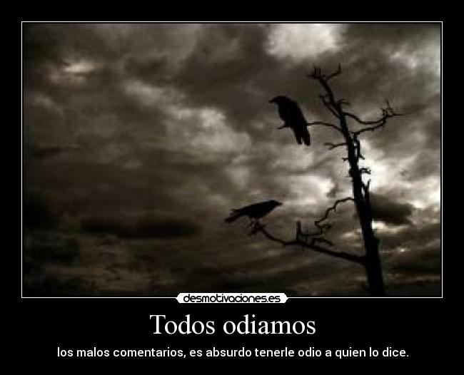 Todos odiamos - los malos comentarios, es absurdo tenerle odio a quien lo dice.