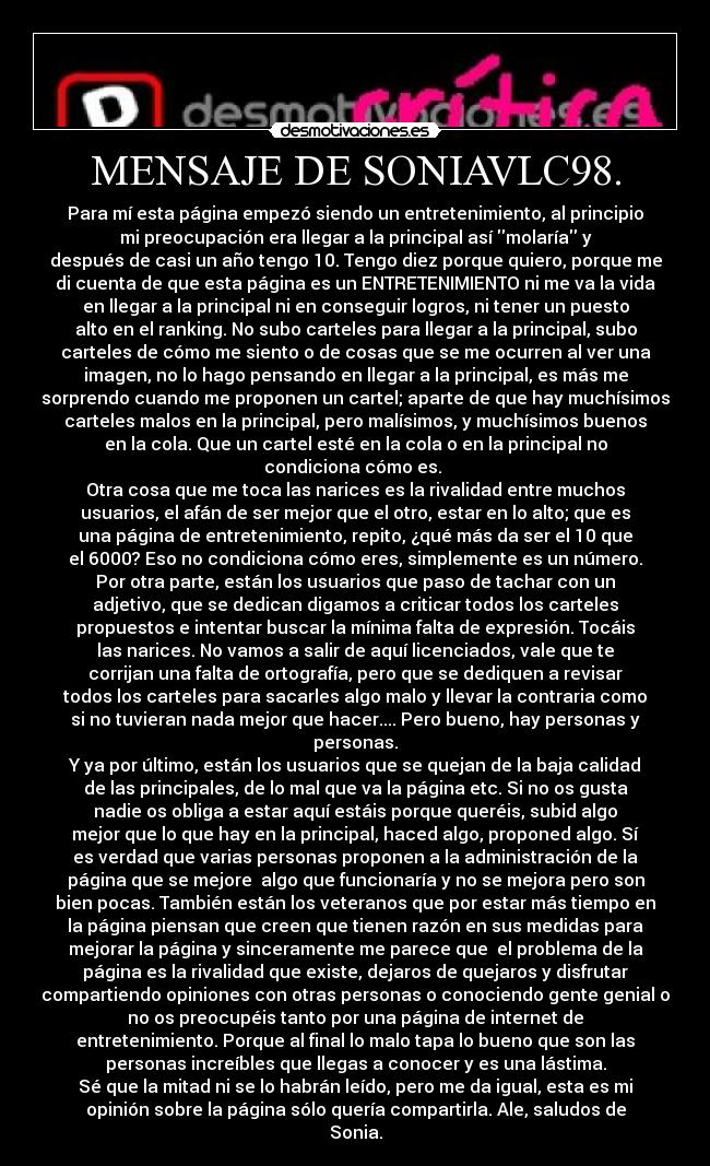 MENSAJE DE SONIAVLC98. -