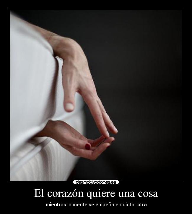 El corazón quiere una cosa - mientras la mente se empeña en dictar otra