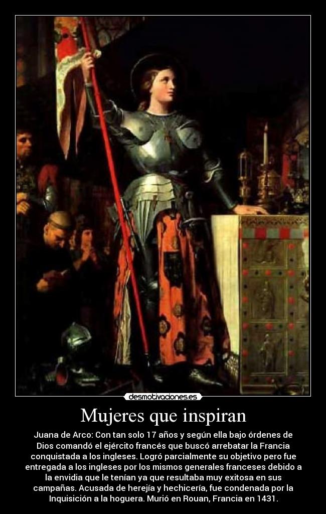 carteles juana arco mujeres inspiran francia inglaterra historia inquisicion militar guerra desmotivaciones