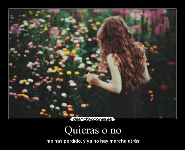 Quieras o no - me has perdido, y ya no hay marcha atrás