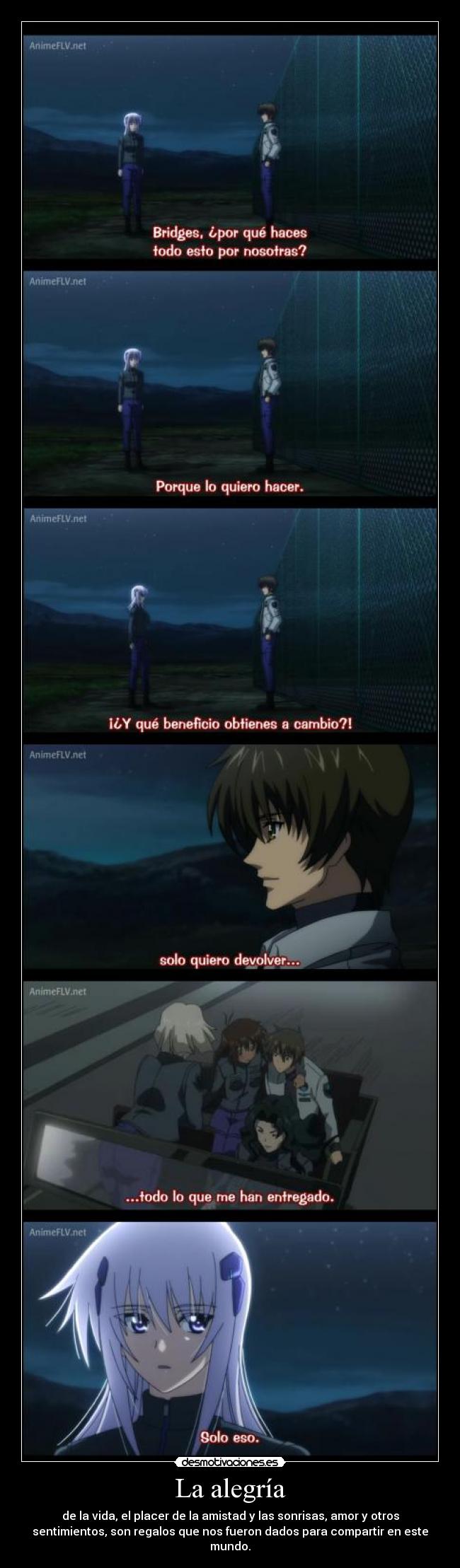 carteles alegria anime alegria vida placer amistad sonrisa amor sentimiento regalo ser dado domparti mundo muvluv desmotivaciones