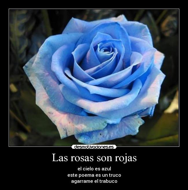 Las rosas son rojas - el cielo es azul
este poema es un truco
agarrame el trabuco