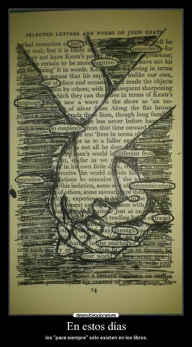 En estos días - los para siempre sólo existen en los libros.