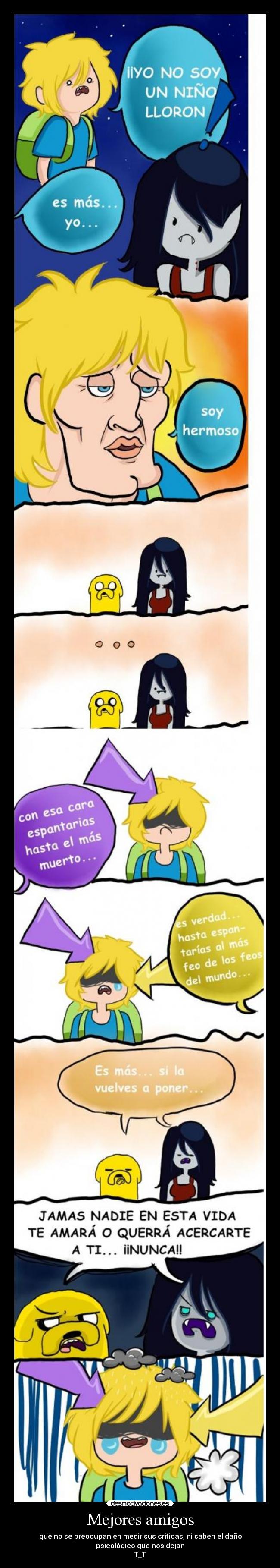 carteles amigos adventure time hora aventura adventuretime mejores amigos traumas psicologicos desmotivaciones