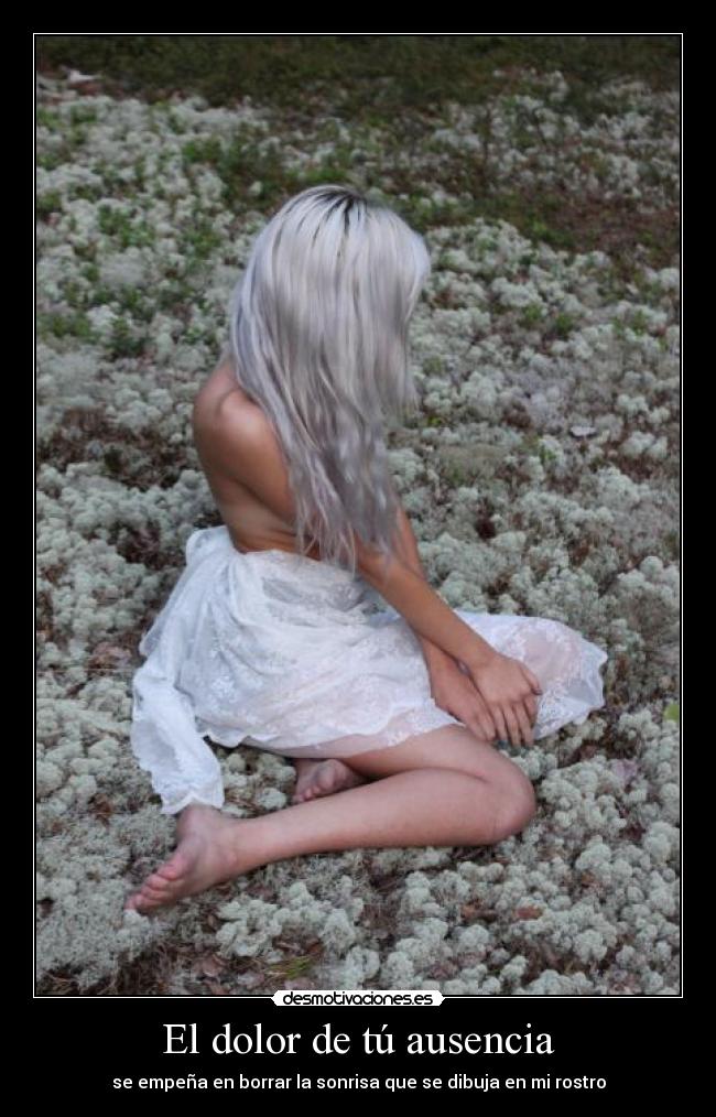 El dolor de tú ausencia - se empeña en borrar la sonrisa que se dibuja en mi rostro