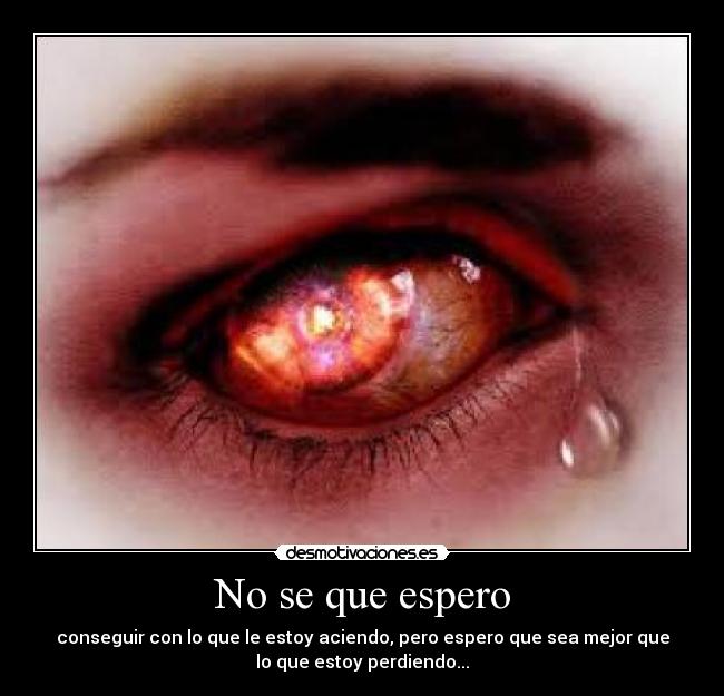No se que espero - conseguir con lo que le estoy aciendo, pero espero que sea mejor que
lo que estoy perdiendo...