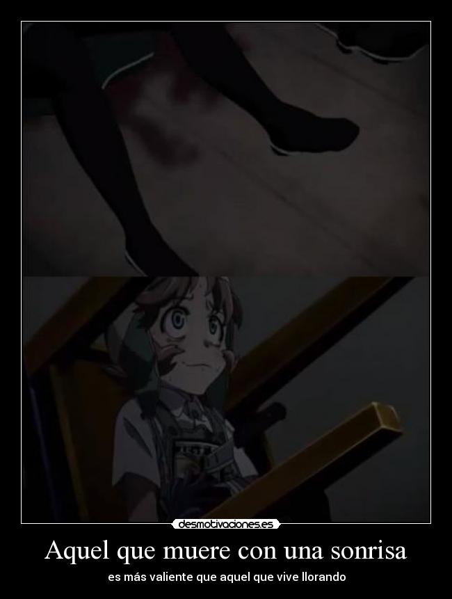carteles sonrisa mirainikki anime morir sonrisa llorar desmotivaciones
