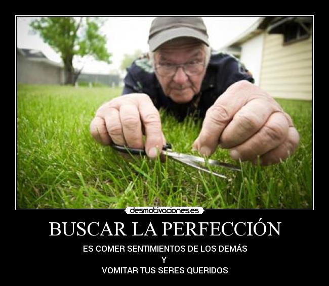 BUSCAR LA PERFECCIÓN - ES COMER SENTIMIENTOS DE LOS DEMÁS
Y
VOMITAR TUS SERES QUERIDOS
