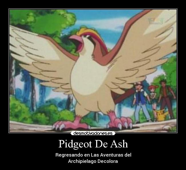 Pidgeot De Ash - Regresando en Las Aventuras del
Archipielago Decolora