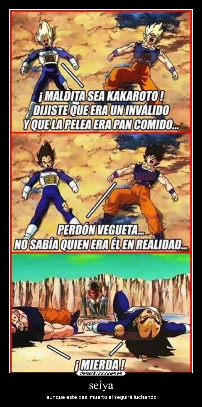 carteles seiya gana goku vegeta manera epica kakaroto desmotivaciones
