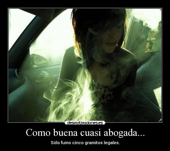 Como buena cuasi abogada... - Sólo fumo cinco gramitos legales.