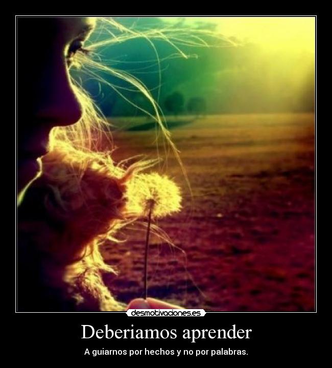 Deberiamos aprender - A guiarnos por hechos y no por palabras.