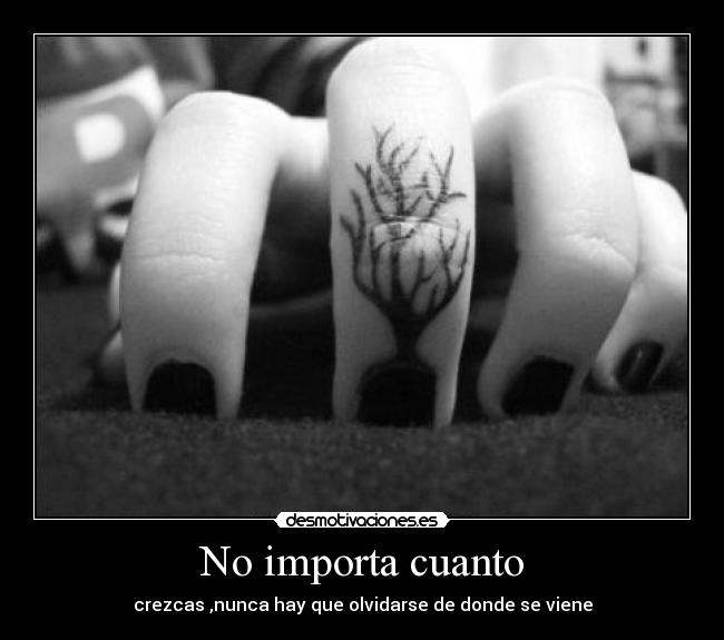 No importa cuanto - crezcas ,nunca hay que olvidarse de donde se viene