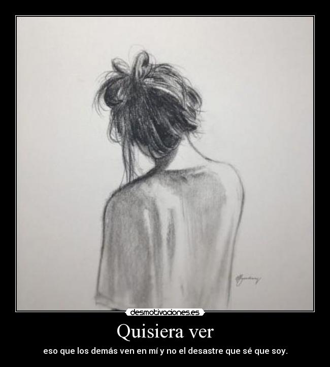 Quisiera ver - eso que los demás ven en mí y no el desastre que sé que soy.