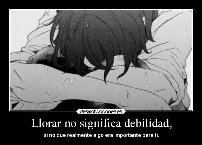 Llorar no significa debilidad, - si no que realmente algo era importante para ti.