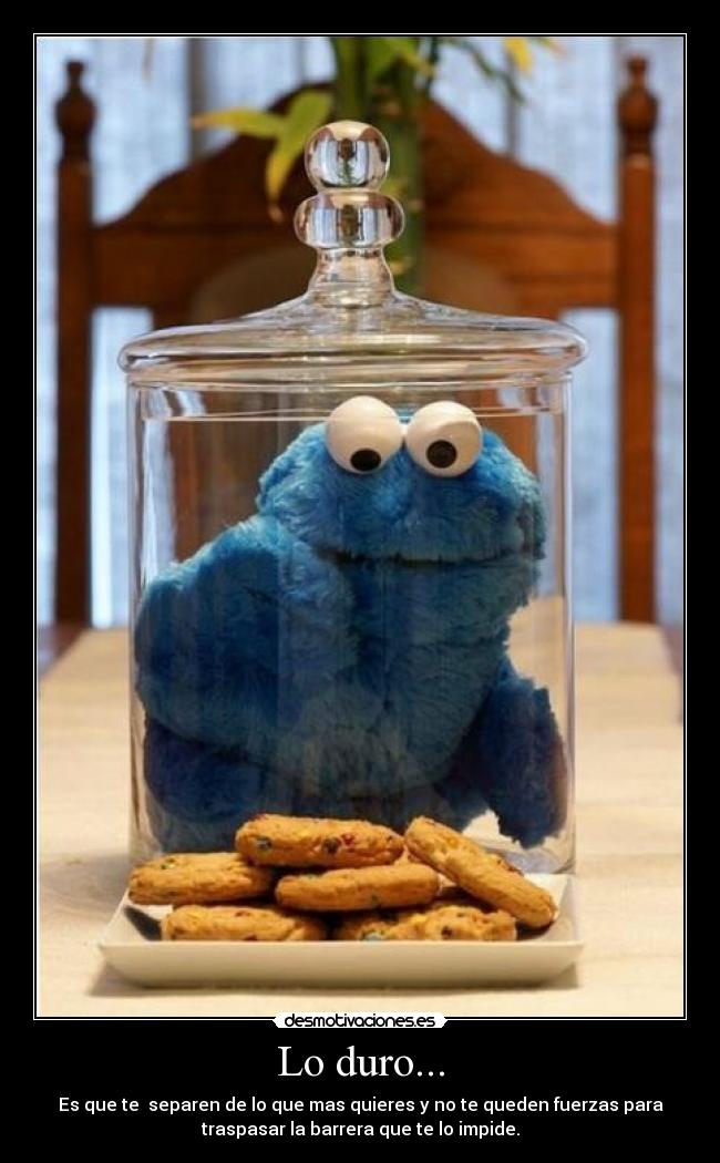 Lo duro... - Es que te separen de lo que mas quieres y no te queden fuerzas para
traspasar la barrera que te lo impide.