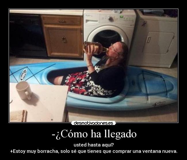 -¿Cómo ha llegado - usted hasta aquí?
+Estoy muy borracha, solo sé que tienes que comprar una ventana nueva.