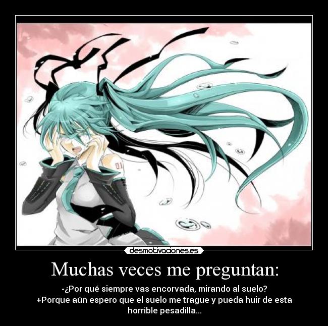 carteles hatsune miku preguntar pesadilla suelo desmotivaciones