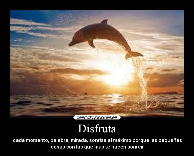 Disfruta - cada momento, palabra, mirada, sonrisa al máximo porque las pequeñas
cosas son las que más te hacen sonreir