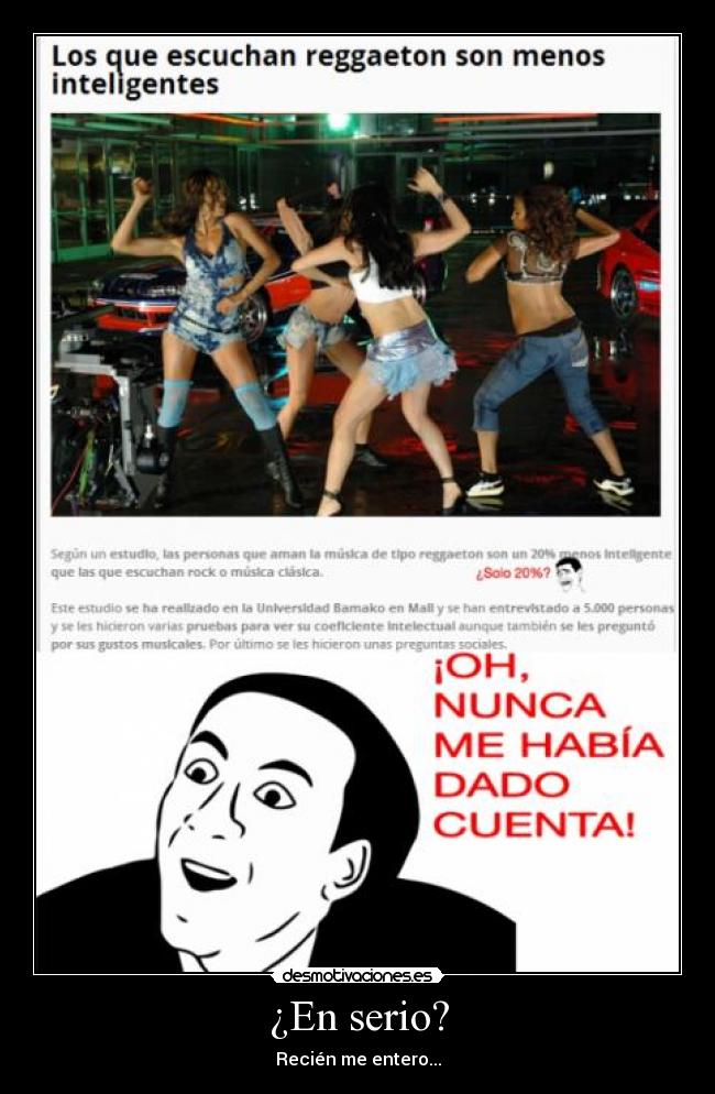 ¿En serio? - Recién me entero...