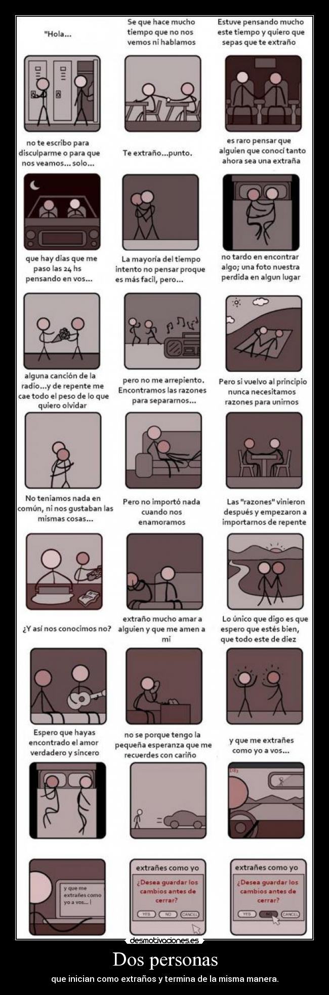 Dos personas - que inician como extraños y termina de la misma manera.