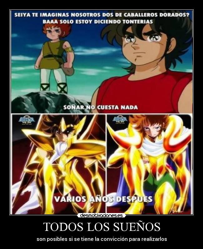 carteles suenos caballeros dorados saint seiya kiki anime manga desmotivaciones