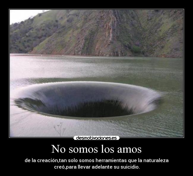 No somos los amos - de la creación,tan solo somos herramientas que la naturaleza
creó,para llevar adelante su suicidio.