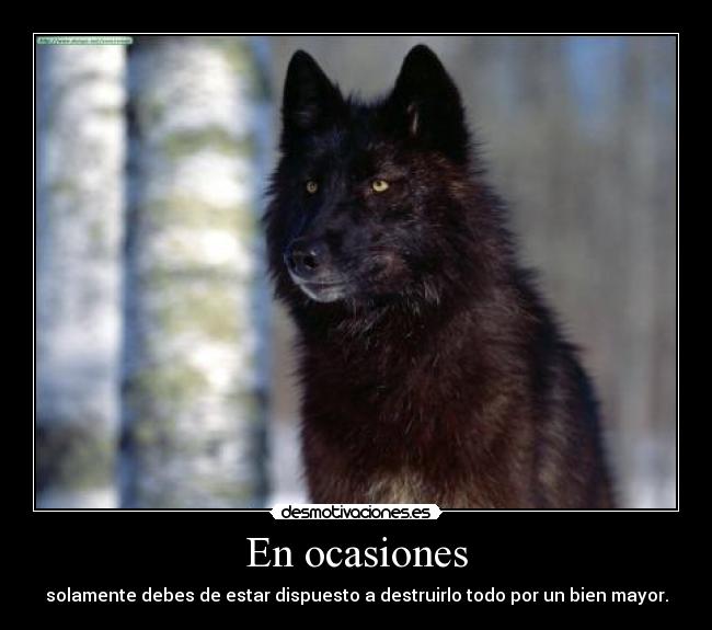 En ocasiones - solamente debes de estar dispuesto a destruirlo todo por un bien mayor.