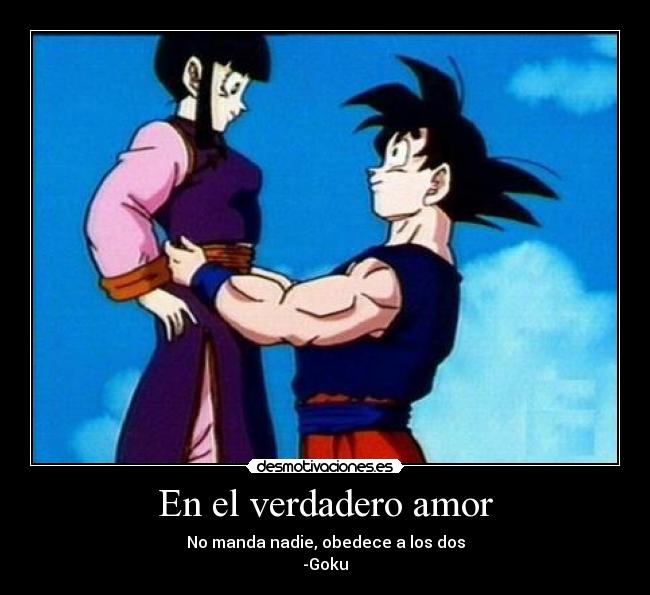 En el verdadero amor - No manda nadie, obedece a los dos
-Goku