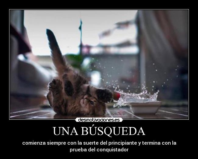 UNA BÚSQUEDA - comienza siempre con la suerte del principiante y termina con la
prueba del conquistador