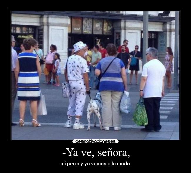 -Ya ve, señora, - mi perro y yo vamos a la moda.