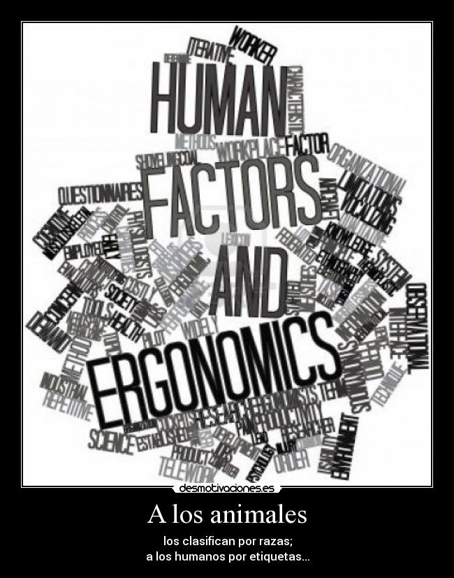 A los animales - los clasifican por razas;
a los humanos por etiquetas...