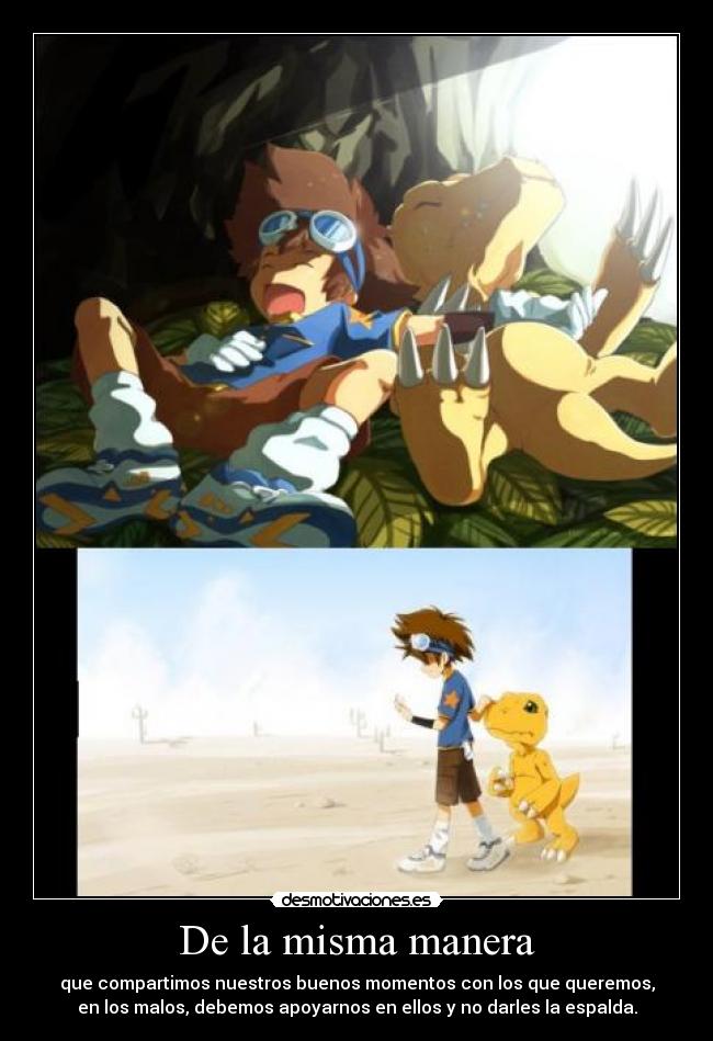 De la misma manera - que compartimos nuestros buenos momentos con los que queremos,
en los malos, debemos apoyarnos en ellos y no darles la espalda.