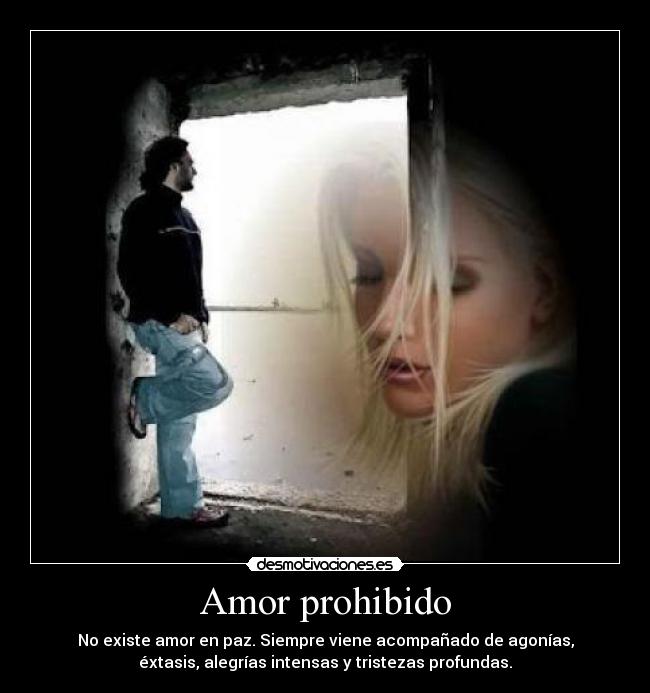 Amor prohibido - No existe amor en paz. Siempre viene acompañado de agonías,
éxtasis, alegrías intensas y tristezas profundas.