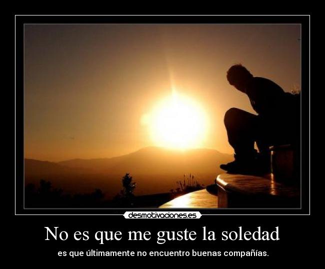 No es que me guste la soledad - es que últimamente no encuentro buenas compañías.