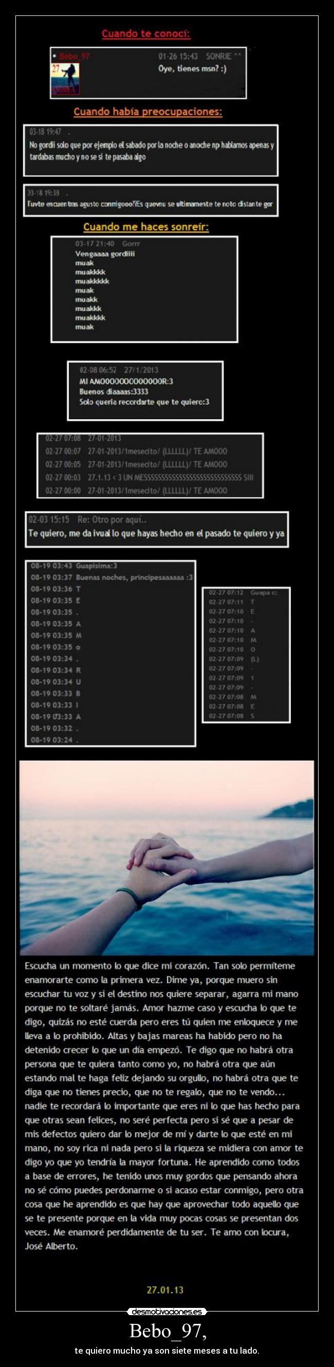 Bebo_97, - te quiero mucho ya son siete meses a tu lado.